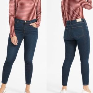 Everlane Authentic Stretch High-Rise Skinny Ankle Jean Dark Blue Wash